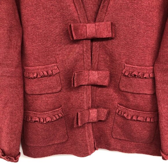 Sandra Angelozzi Berry Pink Coral Bow Blazer Cardigan size ~L - Picture 5 of 15